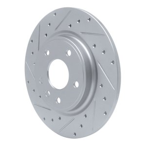 Chrysler Grand Caravan Brake Rotor (1) - Rear Left - R1 Concepts - Drilled & Slotted - Silver - `17-`25